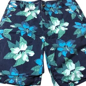 Mossimo Men’s Shorts 34 Floral Blue, Green, Gray Button / Zip Closure Pockets